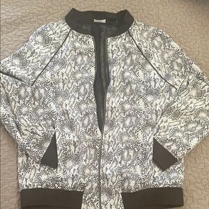 DKNY Snake Print lightweight Bomber Jacket with Ribbed Trim